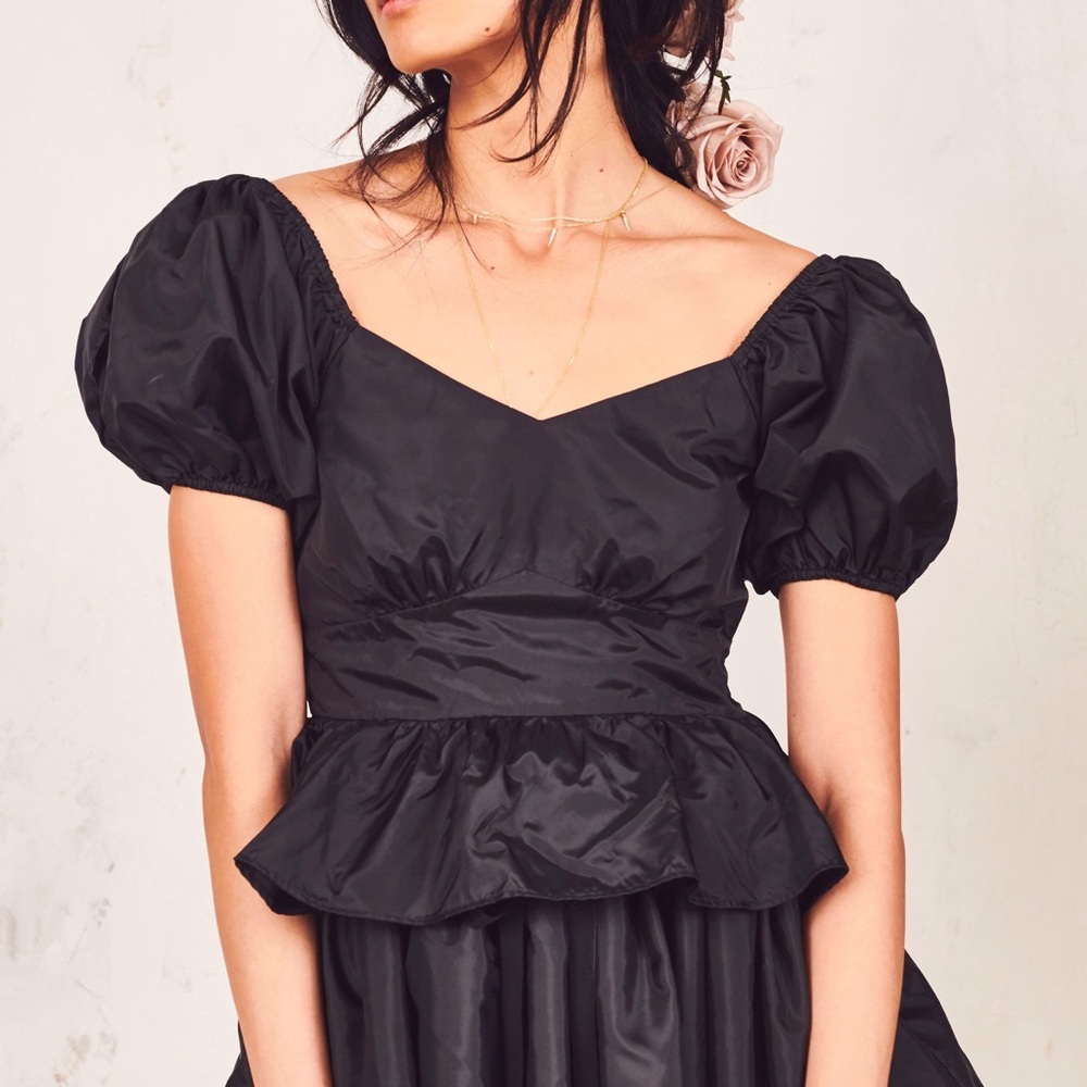 LOVESHACKFANCY Delray Black Peplum Top 4